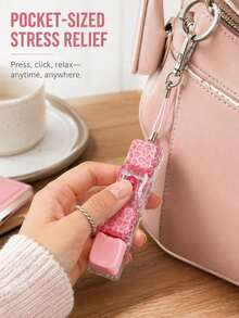 1pc Leopard Print Keyboard Stress Relief Toy, 4-Key Pressure Relief Keyboard Keychain Toy, Pressable Keyboard Button Toy For Stress Relief And Time Killing - Multicolor - View 8
