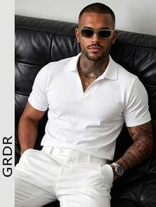 GRDR Men's Summer Polo Short Sleeve T-Shirt, Suitable For Business, Work, Meetings And Negotiations - White - View 2