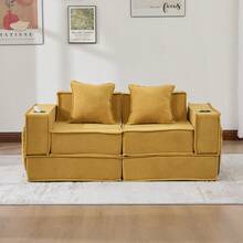 Modern Sofa Bed Frame Beige 2 Seat - 黃色雙座 - 查看 10