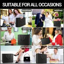 1pc Black Premium Kraft Paper Bag, Suitable For Wedding, Christmas Party, Candy, Food, Cookie Packaging, Also Suitable For Fashion Clothing, Gift Packaging - Gift Wrapping Bags - View 7