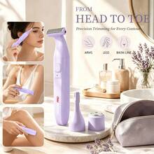 WEEME 3-in-1 Alat Cukur Rambut Elektrik untuk Wanita | Perlengkapan Perawatan Wajah, Bikini, Kaki & Ketiak (IPX6) - Mauve Purple - View 6