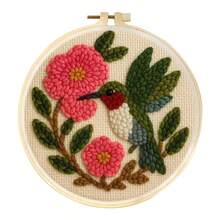 DIY Punch Needle Embroidery Kit Hummingbird Flying In Flower Bush Beginner Friendly Punch Needle Embroidery Set With Embroidery Hoop And Printed Pattern Suitable For Craft Enthusiasts And Home Decor - 13 - Embroidered Set - View 9