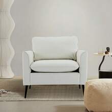 White 1 Seat Faux Leather Sofa - Nordic Retro Armchair - White 1 Seat - View 11