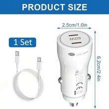 60W Dual Port USB C Car Charger For IPhone 17 16 15, With USB C Data Cable, Type C Car Adapter, Compatible With IPhone 17 16 15 Pro/Pro Max, Android/Tablet/Series - White - Car Charger - View 6