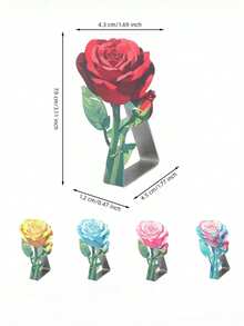 Zazumi 4pcs Stainless Steel Tablecloth Clips, Romantic Rose Pattern, Colorful Decorative Tablecloth Fixing Clips, Windproof Anti-Slip Tablecloth Fixing Clips, Waterproof Wear-Resistant Rounded Edge Table Clips (5 Colors) - View 3