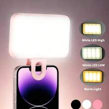 1pc Makeup Light, LED Selfie Light, Portable LED Light, Ring Light, Clip-On Light, With 3 Lighting Modes, Suitable For Selfie And Mirror Lighting, Compatible With Smartphones And Computers, Suitable For Makeup, Video Conferencing, Live Streaming, Video Calls And Room Decoration - A - View 1