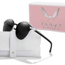 TAMWY Women Fashionable Cat Eye Sunglasses, Metal Frame Fashion Shades UV Protection Eyewear For Beach Travel Daily Outfit With Storage Box - Multicolor - View 11