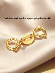1pc Versatile Double-End Spring Clasp Bracelet Necklace Extension Connector, 18K Gold Stainless Steel DIY Universal Clasp Accessory - Spring Link Connector - View 2