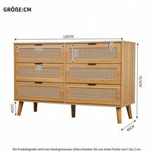 Sideboard With 6 Drawers – Wood Finish, Industrial Style - Walnut - View 10