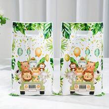 10/25Pcs Jungle Animal Handheld Gift Bags, Suitable For Birthday, Baby Shower, Gender Reveal, Safari Party Decorations, Plastic Bags For Events - Multicolor - View 11