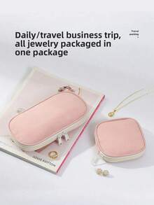 Portable Mini Jewelry Storage Box, Travel Jewelry Organizer Bag, Zippered Accessory Carrying Case, Small Ring Earring Necklace Storage Rack, Suitable For Daily Home Use, Business Trips, Weekend Getaways, Bedroom Vanity Jewelry Organization, Daily Accessory Storage - Multicolor - View 4