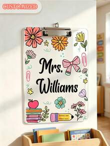 Custom Teacher Name Floral Acrylic Clipboard Personalized School Pencil Board Teacher Appreciation Gift Classroom Decor Student Back To School Gift Teacher's Day Christmas Graduation Season Gift - Multicolor - View 7