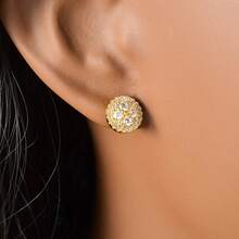 2對優雅22K鍍金銅鑲鋯石四葉草耳環套組，適合女性日常與派對穿著，精緻禮物 - 金色 - 查看 3