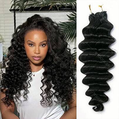 bling hair Extensiones de cabello humano Feather para crochet, ondas sueltas profundas sin nudos, micro twists ligeros, cabello de crochet Feather para trenzado