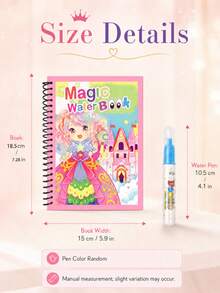 Refillable Water Pen Magic Water Painting Book, Reusable Princess Dream Theme Coloring Book, Paper And Plastic Material, Spiral Binding, Clean Drawing Activity Toy For Kids, Suitable For Travel, Birthday, Holiday Gifts - Multicolor - View 2