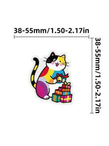 50Pcs Colorful Graffiti Art Cat Stickers – Versatile Decals For Scrapbooking, Journaling, Card Making & DIY Crafts | Vibrant Rainbow Splash Paint Kitten Daily Life Designs Playful, Hat & Musical Kitty Assorted Patterns ﻿ - Multicolor - View 6