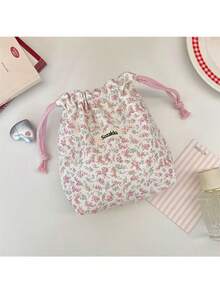 1 pieza Bolsa de viaje con cordón y diseño floral lindo, adecuada para guardar lápiz labial, joyas, productos de cuidado de la piel, brochas de maquillaje, excelente para viajes, baño, dormitorio, gimnasio, vacaciones, también es un regalo de cumpleaños perfecto - Multicolor - Ver 14