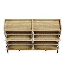 Shoe Cabinet With 4 Doors, Adjustable Shoe Rack, Narrow, Narrow Shoe Cabinet, Shoe Rack Shoe Tipper, Hallway. - 自然色 - 查看 10