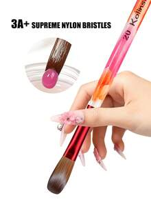 1 Peça Conjunto de Pincéis para Unhas Acrílicas Ombré Vermelho, Cerdas de Nylon Sintético, Pincéis de Arte de Unhas Ovais Tamanho 8-20, Kit de Ferramentas de Arte de Extensão de Unhas Livre de Crueldade para Manicure DIY - Multicolorido - Visão 5