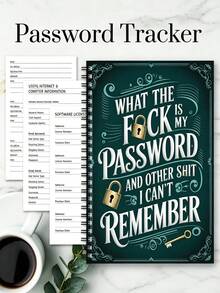 Fun Spiral Bound Password Notebook, Teal Cover With Gold Key Design, 70 Pages, For Securely Recording Internet And Computer Login Names And Passwords, Suitable For Home, Office Or Scrapbook Set, Password Book, School Supplies, Back To School - Multicolor - View 8