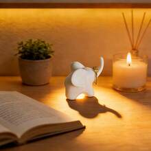 Kotak Penyimpanan Cincin Gajah, Dicetak 3D dari Bahan PETG, Organizer Anting, Stand Pajangan Cincin Pernikahan, Patung Mini, Dekorasi Meja/Ruang Ruangan. - Putih - View 5