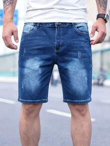YANGCANREN Men's Fashion Versatile Denim Shorts - Blue - View 4
