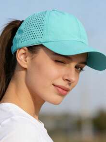 1pc Solid Color Quick-Dry Breathable Mesh Ponytail Baseball Cap Adjustable Duck Bill Hat - Ponytail Quick-drying Baseball Cap - View 7