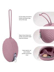 PopLittleOne 1 pieza Caja de almacenamiento de chupete de silicona para bebé, bolsa de almacenamiento de funda protectora de chupete de silicona suave, accesorios para recién nacidos - Rosa - Ver 4