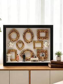 1 Set 3D Black Museum Silhouette 3D Photo Frame Set, Including Gold Resin Mini Frame Set, Celebrate Precious Memories In A Unique Way, Personalized And Distinctive Commemorative Photo Frame Accessories - Multicolor - View 8