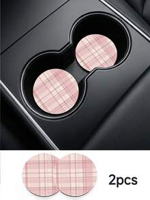 Set 2 Buah Tempat Gelas Mobil Minimalis Motif Kotak-kotak Pink & Biru - Bahan Kulit Anti Selip, Desain Tempat Gelas Bulat, Mudah Dibersihkan, Aksesori Sempurna untuk Interior Mobil - Cocok untuk Pemilik Mobil - Cocok untuk Penggunaan Sehari-hari - Hadiah Luar Biasa untuk Pecinta Mobil - Beraneka warna - View 10