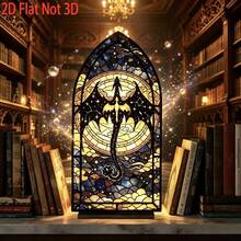 Gothic Stained Glass Starry Sky Dragon Acrylic Bookend, Mysterious Dark Fantasy Desktop Decor, Medieval Cathedral Window Style Room Decoration, Vintage Starry Sky Dragon Tabletop Display Ornament - Multicolor - View 5