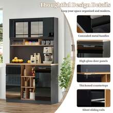 Modern White Sideboard - Adjustable Shelves - Black and Natural - View 9