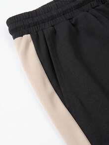 Pantalones casuales de verano para hombre SU ER con cintura elástica y cordón, pantalones largos holgados de pierna ancha con caída relajada - Negro - Ver 7