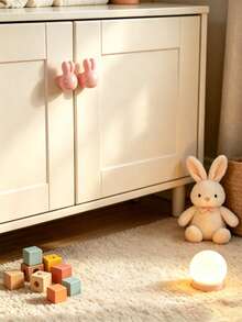 1pc Cute Rabbit Head Ceramic Drawer Pull, Macaron Color, Smooth And Durable, Suitable For Baby Bedroom Decor Creative, Personalized Baby Gift - Multicolor - View 5