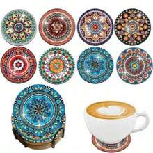 5D DIY Diamond Painting Coaster Set, Beginner, Adult Painting Crafts And Sewing Supplies, Suitable For Home Decor, Wedding Accessories And Party Favors, Thanksgiving, Back To School Gifts - Upgraded Model C - View 8