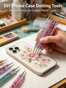 1pc Nail Art Dotting Pen, Nail Tool Set, Polka Dot Pen, Dedicated Dotting Pen With Multiple Heads For Gel Dotting And Outlining, Line Pen, Painting Pen, Can Dot Rhinestones, Can Dot Flowers - Multicolor - View 10