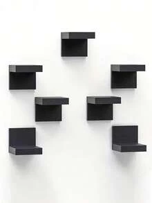 1-6pcs Deep Black Wall-Mounted Storage Shelf, Modern Floating Display Rack, Space-Saving Narrow Shelf With Iron Plate Support, Screw Fixed, Suitable For Home And Office - Multicolor - View 5