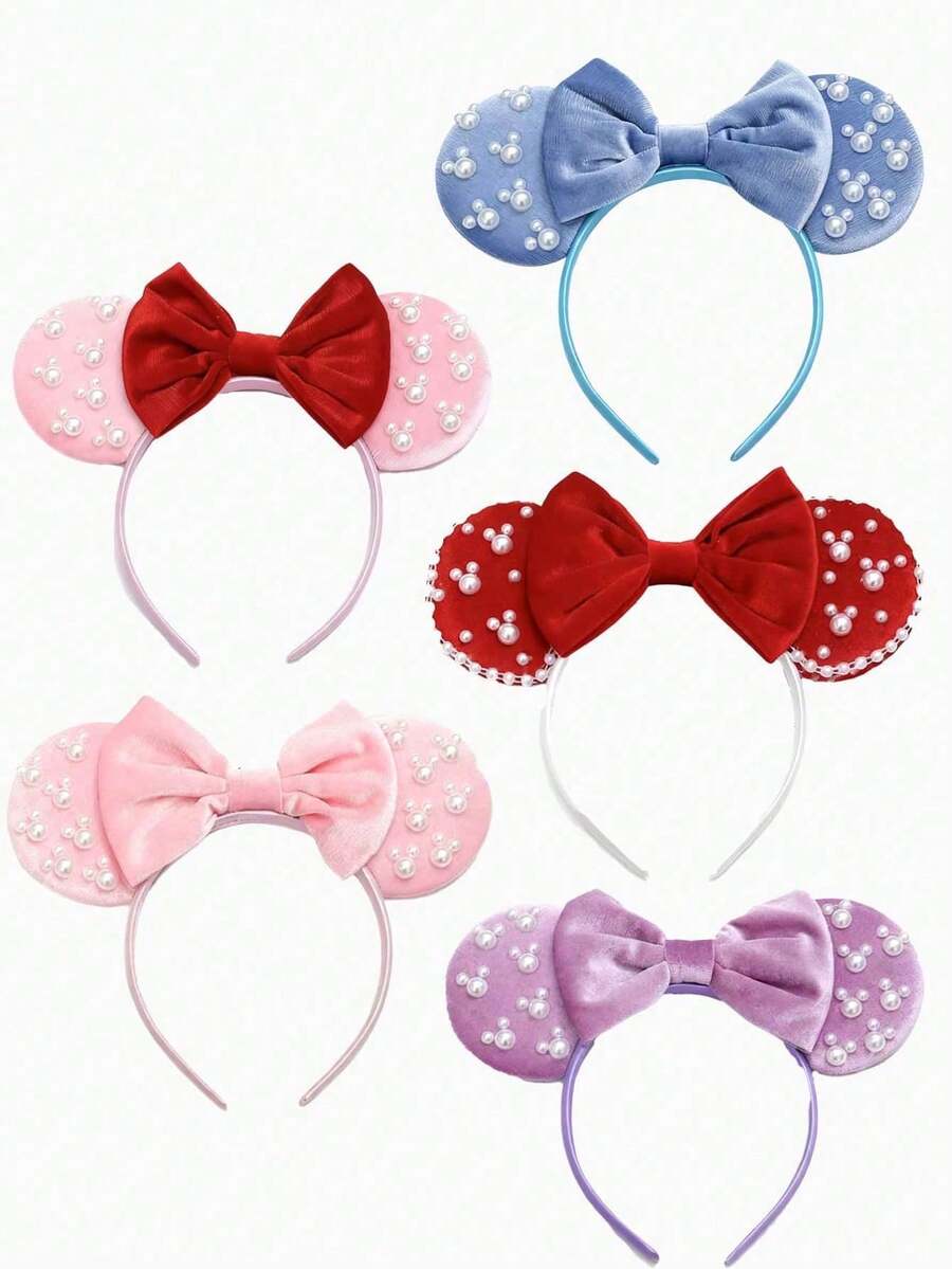 Disney 1件裝米奇米妮鼠耳髮箍,飾有閃亮人造珍珠,天鵝絨髮箍配珍珠蝴蝶結。採用柔軟天鵝絨材質,適合學校派對、角色扮演派對、角色扮演和主題樂園參觀。這款配蝴蝶結的米妮鼠耳髮箍男女皆宜,也適合情侶佩戴,是公主角色扮演、生日慶祝和聖誕派對的理想配件。(髮飾、髮箍、髮箍、女款髮箍) - 彩色 - 查看 1