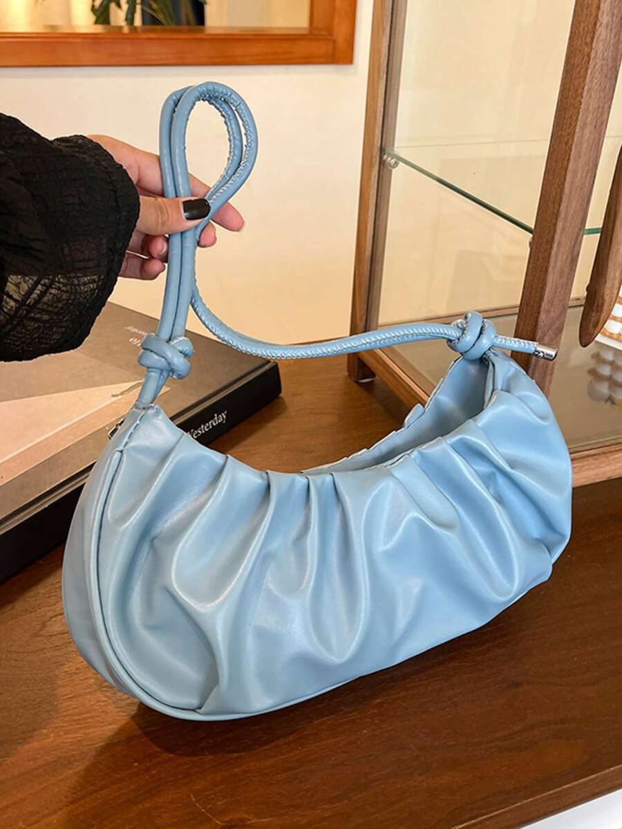 時尚經典豹紋包 新款大容量隨性藝術感手提包 小眾設計豹紋腋下包 高端時尚百搭單肩斜挎包 小托特包 - 藍色 - 查看 1