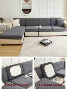 1 buah Sarung Sofa Bentuk L Bermotif Kotak-kotak Timbul Elastis Tinggi, Lembut, Ramah Kulit, Mudah Dibersihkan, Tahan Gores, Pelindung Bantal Sofa, Dapat Dicuci dengan Mesin, Sarung Sofa Ramah Hewan Peliharaan Sepanjang Musim, Cocok untuk Sofa 1/2/3 Dudukan dan Sofa Sudut Bentuk L - Dark Grey - View 6