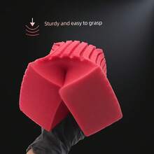Car Wash Sponge, Large Red Scratch-Resistant Car Wash Sponge, Durable Cross-Grid Sponge, Suitable For Multi-Purpose Cleaning Of Car Body Surfaces - A - View 2