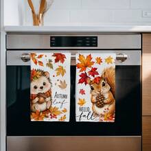 2PCS Kitchen Towels, Autumn Plaid Pumpkin And Vine Pattern, 40*60cm Rectangular Microfiber Kitchen Towels, Dish Cloths, Table Linens, Hand Towels, Kitchen Decor, Home Decor, Housewarming Gift For Neighbors, Kitchen Napkins And Dish Cloths, Home Decor, Gifts, Perfect For Kitchen And Bathroom Use - Orange - View 5