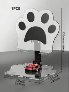 1pc Black Cat Paw Transparent Acrylic 360° Rotating Foldable Tablet Stand, Suitable For Phone, - Multicolor - View 6