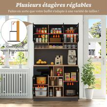 Modern White Sideboard - Adjustable Shelves - Black and Natural - View 7