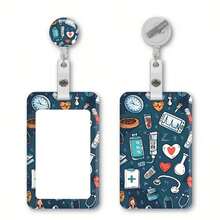 Healthcare Worker Badge Holder Set, Includes PVC ID Protector, Retractable Reel, Carabiner, Clear Window, And Buckle - Hospital Back-To-School Gift - A - View 1