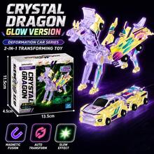 Children's Magnetic Transforming Toy Magic Car, 2-In-1 Collision Transforming Flying Dragon Toy Car, Combined 2-In-1 Boy & Girl Toy Gift, Boy Car Toy, Birthday Toy Gift - Multicolor - View 10