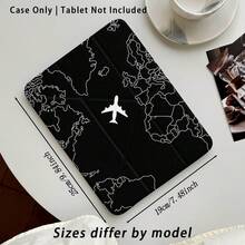 飛機與世界地圖圖案彩繪效果平板保護殼附支架，相容 Honor 8/9/10/X8/X8A/X9/X8Pro/X9Pro、MatePad SE 11"/MatePad 11"/11.5"、MatePad Pro、Apple 10th/11th Gen 2025 (A16)、Galaxy Tab A7/A9 及其他熱門機型 - 款式26 - 查看 3