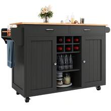 Modern Kitchen Island With Storage Space - Black - View 10