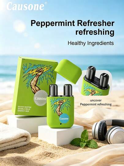 1pc Dual-Hole Mint Cooling Nasal Inhaler, Sweet Guava Martini Flavor, Formulated With Natural Healthy Plant Ingredients, Flip-Top Pocket Portable Design, Compact Size Doesn't Take Up Much Space, Can Be Carried In Your Bag Anytime. Inhale When Drowsy While Driving, Long-Distance Travel, Or Tired And Dazed During Prolonged Study To Quickly Refresh Your Mind, Wake Up And Soothe, Bringing A Clear And Cooling Sensation; Can Be Used With Fragrance Spray In Daily Life