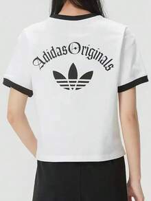 Adidas 夏季新款OG W TEE SS 2三葉草經典舒適 百搭運動休閒女子圓領短袖T卹 - 白色/黑色 - 查看 3